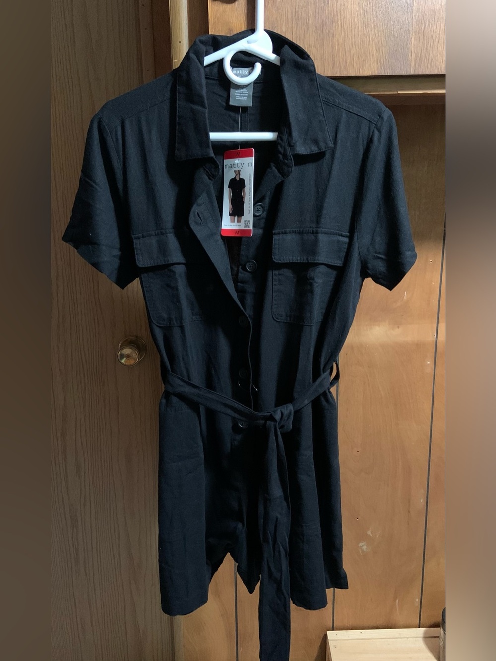 Matty M Black Button-Front Romper